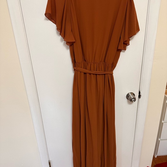 Baltic Born Orange Brown Wrap Maxi Dress with Flutter Sleeves - Picture 2 of 7